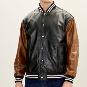 Chaqueta universitaria de lana de alta calidad con logotipo personalizado para hombre, tipo bomber, con cierre de botones, bolsillos y letras estilo Letterman, para béisbol. - Product Image 1