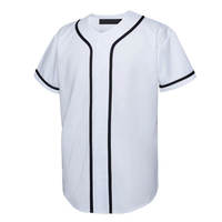 Maillot de baseball unisexe personnalisé, col en V, manches courtes, bleu uni, respirant, anti-humidité, polyester, boutons sur le devant, pour adultes