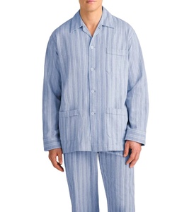 Conjunto de pijama de algodón 100% para hombre, ropa de dormir cómoda de manga larga, ropa de dormir de dos piezas, venta al por mayor, Proveedor de Ropa de descanso OEM a granel - Product Image 5