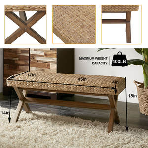 Banco tapizado de algas marinas costeras tejidas a mano para muebles de sala de estar de granja - Product Image 3