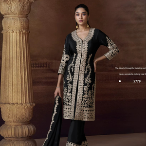 Traje Palazzo Moderno de Chinon Pesado para Mujer, Talla Única, con Bordado de Lentejuelas, Ideal para Fiesta de Graduación o Boda - Product Image 1