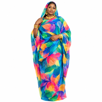 Ensemble Thobe Soudanais Modeste Imprimé, Design Libre, Respectueux de la Peau, Impression Numérique Intégrale, Respirant, Léger, Voile de 5 Yards