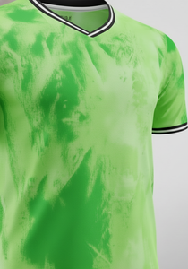 เสื้อฟุตบอลคอวีสีเขียวลายมัดย้อมสำหรับผู้ชาย แขนสั้น ผ้าโพลีเอสเตอร์ซับเหงื่อ ชุดกีฬา ใส่ได้ทุกฤดู - Product Image 5