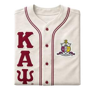 Maillot de baseball Kappa Alpha Psi Kream en mélange de coton premium, broderie de l'écusson grec, coupe athlétique, vêtements de fraternité - Product Image 6