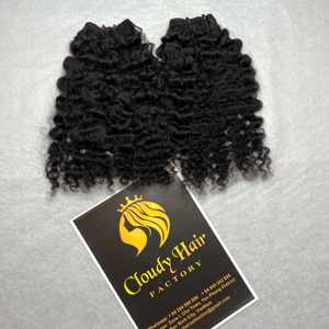 Precio de fábrica, paquetes rizados birmanos, # 1B Color negro, extensiones de cabello humano vietnamita de doble dibujado - Product Image 1