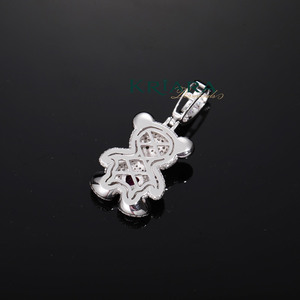 Pendentif Ours en Peluche en Argent 925 Plaqué Rhodium, Diamant de Laboratoire Rond Brillant de Style Dessin Animé, Unisexe, pour Usage Quotidien - Product Image 4