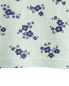 Top Corto sin Mangas con Cuello Alto y Estampado Floral Azul sobre Verde Menta, Ajustado, Elástico, Informal, de Verano, para Mujer - Product Image 6