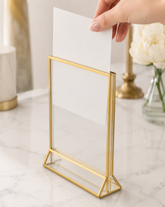 Soporte de señal de acrílico transparente de 4x6 pulgadas Soporte vertical de plástico y madera de doble cara para uso doméstico para soportes de señal de tienda - Product Image 2