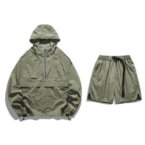 2026 Premium Quality Trending Men's <b>Lightweight</b> Nylon Short Set Tracksuit Zip up <b>Hoodie</b> and Shorts Windbreaker Short Set Men - Product Image 6