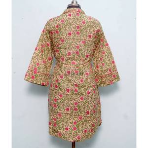 Chemise imprimée indienne la plus vendue avec ceinture à nouer, robe portefeuille faite main, tenue décontractée, chemise longue, manches kimono larges, 100 % coton doux - Product Image 6