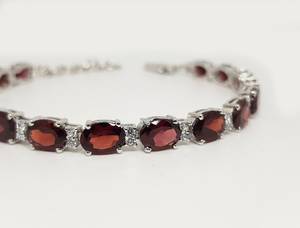 Natural Garnet Tennis <b>Bracelet</b> 925 Sterling <b>Silver</b> January Birthstone Gemstone Jewelry Handmade Gift For Women - Product Image 3