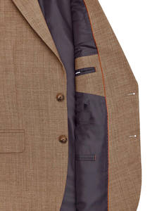 Costume plissé en laine/soie pour homme, sur mesure, costume texturé marron clair pour homme, blazer et pantalon coupe ajustée, vêtements polyvalents pour affaires et mariages - Product Image 5