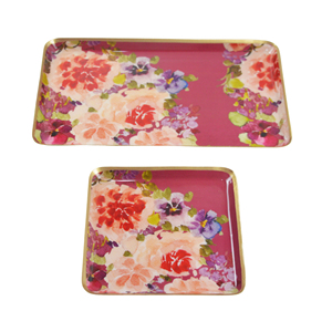 Plateau en métal émaillé thème or de luxe, 2 tailles, accessoires de cuisine, plateau de service, prix de gros, fabrication pour usage décoratif - Product Image 6