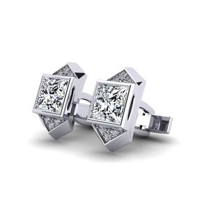 Boutons de manchette en platine et diamant, sertissage clos, bijoux formels pour homme - Product Image 3