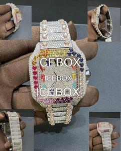 Reloj de Pulsera para Hombre con Caja Cuadrada de Acero Inoxidable, Esfera de Cristal con Moissanita, Correa con Diamantes de Moissanita, Resistente al Agua 10 Bar - Product Image 3