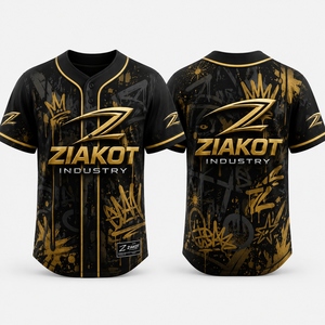 ZIAKOT Maillot de baseball pour homme, noir et bleu rayé, sublimé, manches courtes, coupe régulière, respirant, vêtements de sport - Product Image 5