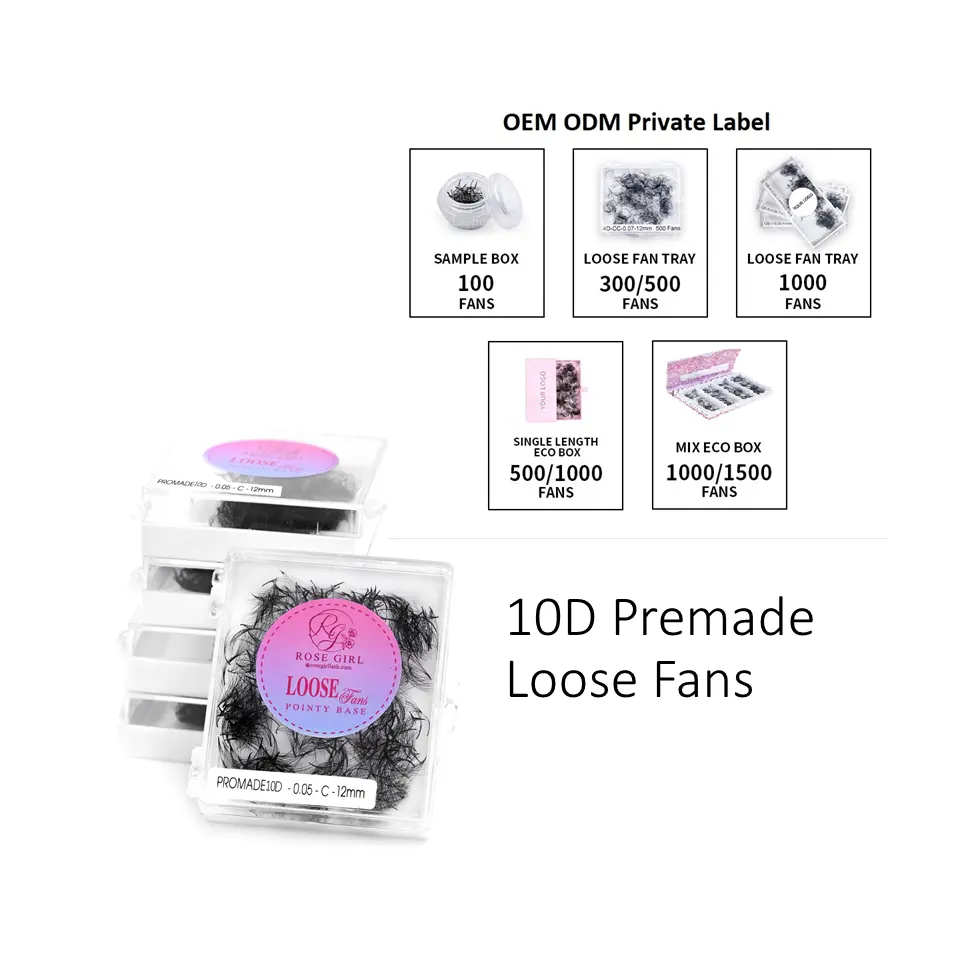 Kit profesional de extensiones de pestañas al por mayor 10D Lash 500 Fans Pro made Loose Fans Extensiones de pestañas Made in Vietnam