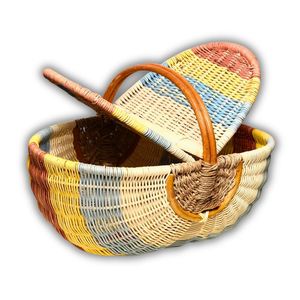 Cesta de Mimbre Natural Personalizable para Picnic con Asa Resistente, Cesta Rústica para Compras - Product Image 1