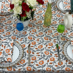 Handmade Floral Block Print Cotton <b>Tablecloth</b> Modern Customized Color Custom Sizes Christmas French Dining Table Elegant Table - Product Image 4