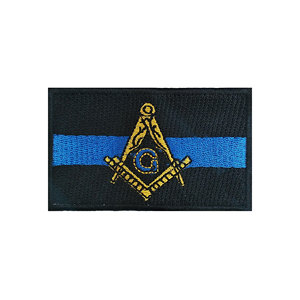 Blue Line Iron-On Canvas Square & Compass Embroidered Masonic Patch for Hats & Gifts - Product Image 1
