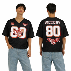 Custom Black American Football Jersey Men Mesh Sports Jersey Vintage Style Number 80 Breathable Training Uniform OEM Team Wear - Product Image 1