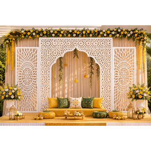 Panneaux arrière découpés au laser couleur personnalisée, style arabe, décoration de mariage musulman moderne, métal de luxe léger, taille personnalisée - Product Image 1