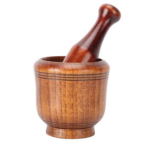 ครกไม้และชุดสากสำหรับบดสมุนไพรเครื่องเทศเมล็ดถั่วและเตรียมส่วนผสมสด - Product Image 4