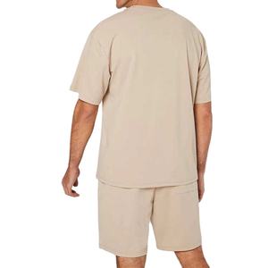 Ensemble short et t-shirt surdimensionné décontracté à col ras du cou 100% coton biologique Survêtement vierge de haute qualité pour hommes - Product Image 4