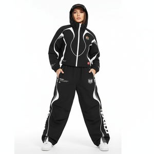 Custom Winter Solid Nylon Polyester Shell Tracksuit Two Piece Jogging Suit <b>Track</b> Windbreaker <b>Jacket</b> Shorts Sets <b>Men</b> Women - Product Image 1