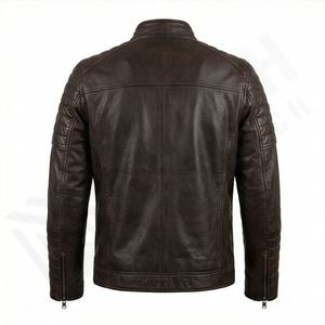 แจ็คเก็ตหนังแท้สำหรับขี่มอเตอร์ไซค์คุณภาพดีที่สุดสำหรับผู้ชาย รุ่นใหม่ล่าสุดสำหรับฤดูหนาว พร้อมแผ่นป้องกันที่ถอดออกได้ สามารถสั่งทำได้ - Product Image 2