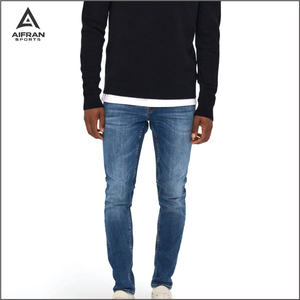 Aifran Jeans en denim slim fit pour hommes, tissu extensible, jeans décontractés, fournisseur en gros - Product Image 1