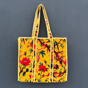 Sac fourre-tout en coton matelassé avec bandoulière, imprimé jungle, style bohème, capacité 1-1,9L - Product Image 1