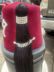 Étui à fez maçonnique brodé sur mesure, étui à fez Shriner avec sangle, boîte à cosmétiques maçonnique à fermeture éclair, boîte en plastique avec poignée - Product Image 3