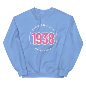 เสื้อพูลโอเวอร์คอกลมยูนิเซ็กซ์สีชมพู แจ็คแอนด์จิล ลายกราฟิกวงกลม JJ ปี 1938 ผ้าเนื้อนุ่ม แขนยาว สไตล์ลำลอง เสื้อผ้าสั่งทำขายส่ง - Product Image 1