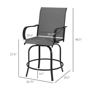 Set di 2 Sgabelli da Bar Moderni Grigi per Esterni, Girevoli a 360° con Caratteristiche Morbide e Robuste per Patio, Seminterrato e Intrattenimento in Cucina - Product Image 3
