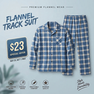 Ensemble de pyjama en flanelle pour homme, chemise à manches longues à carreaux et pantalon de pyjama en flanelle, tenue décontractée pour la maison et la nuit - Product Image 1