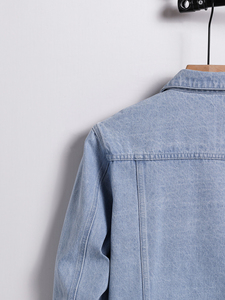 Luxury Streetwear <b>Mens</b> Jean <b>Jacket</b> Custom logo Oversized <b>Light</b> Wash Denim <b>Jacket</b> - Product Image 6