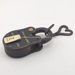 Antique Brass <b>Engraved</b> Traditional Durable Handmade <b>Padlock</b> Vintage Decorative Lock Home Door Cabinet Security Collectible Gift - Product Image 1