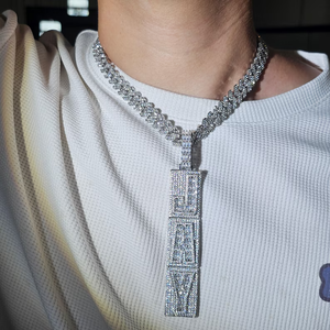 Hip Hop 925 Silver Moissanite Pendant Rhodium Plated <b>Iced</b> <b>Out</b> Letter Design Unisex <b>Chain</b> Necklace Party Everyday Wear - Product Image 3