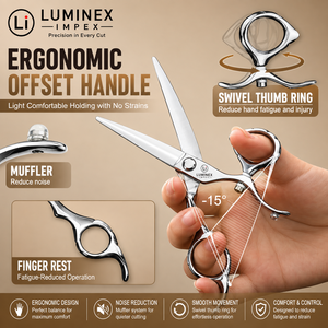 NYBL-55 5.5inch Straight <b>Left</b>-<b>handed</b> <b>Scissors</b> JAPAN 440C Sharp 58-59HRC Hardness Stainless Steel Handle Barber Shears Hair 28 - Product Image 2