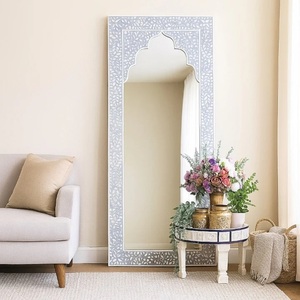 Designer Leaner <b>Mirror</b> for Contemporary Interiors Elegant <b>Tall</b> Structure with Floral Inspired Decorative Frame - Product Image 4