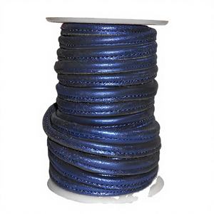 Cordon à bijoux en cuir Nappa de haute qualité, diamètre 3 mm, longueur 50 m, imperméable, écologique, motif métallique, cousu d'un côté - Product Image 1