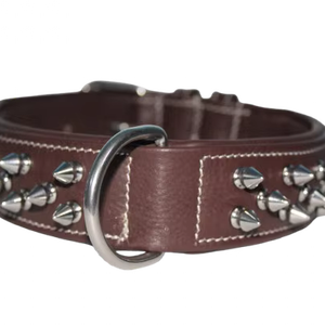 ปลอกคอสุนัขหนังพรีเมียมแบบมีหนาม ทนทาน ปรับขนาดได้ สั่งทำโลโก้ได้ ขายส่งจาก Divine International - Product Image 1