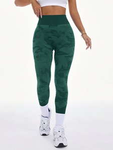 Leggings de sport pour femmes à compression élevée, sans couture, extensibles, effet ventre plat, taille élastique, pour yoga, gym, entraînement, fitness et course à pied - Product Image 1