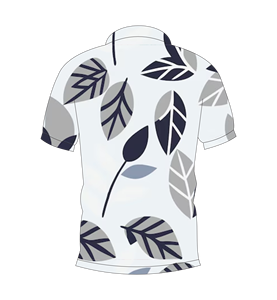 Men’s White & Navy Tropical Leaf Print Polo Shirt Casual Short Sleeve Summer Fashion Golf Tee - Product Image 2