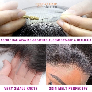 วิกผมดิบจากเวียดนามมีความยาวสีน้ำตาลธรรมชาติลูกไม้สวิสยาว2x6 4x4 - Product Image 6