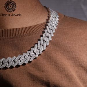Charm_Jewells Men's Moissanite Freshwater Pearl Brilliant Cut <b>Statement</b> <b>Necklace</b> Geometric Link Chain 14K Gold Plated 925 Silver - Product Image 2