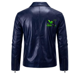 VANTEX SPORTS Veste en cuir véritable pour homme, style vintage écologique, col rabattu, fermeture éclair sur le devant, coupe-vent, moto, motard, marron - Product Image 6
