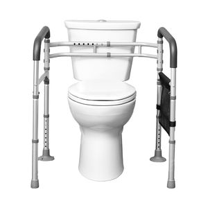 Barre de sécurité pour toilettes 300 LBS avec poignées antidérapantes, portable, polyvalente, en aluminium renforcé, pliable, avec siège renforcé en aluminium - Product Image 1