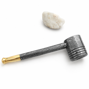 Jexmoo Pipa de Fumar de Acero de Damasco de Lujo Hecha a Mano, Reutilizable, con Funda de Cuero, Regalo para Papá, Esposo, Novio - Product Image 2
